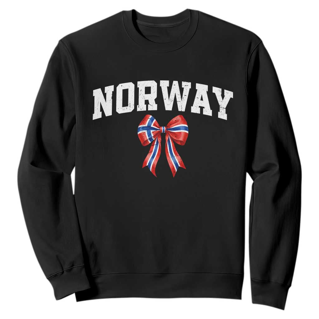 Norwegian Girl Coquette Bow Sweatshirt Norway Flag Pride Gift TS12 Black Print Your Wear