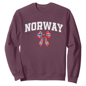 Norwegian Girl Coquette Bow Sweatshirt Norway Flag Pride Gift TS12 Maroon Print Your Wear