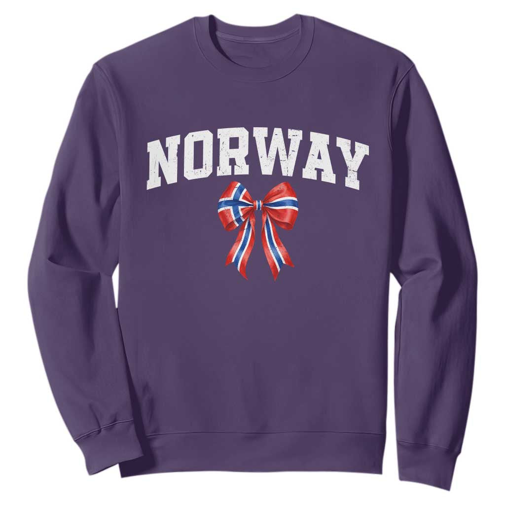 Norwegian Girl Coquette Bow Sweatshirt Norway Flag Pride Gift TS12 Purple Print Your Wear