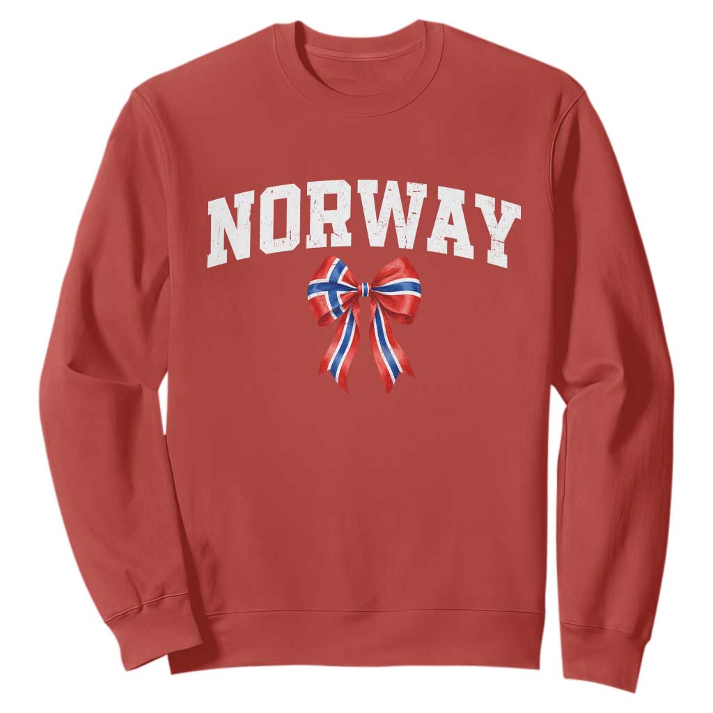 Norwegian Girl Coquette Bow Sweatshirt Norway Flag Pride Gift TS12 Red Print Your Wear