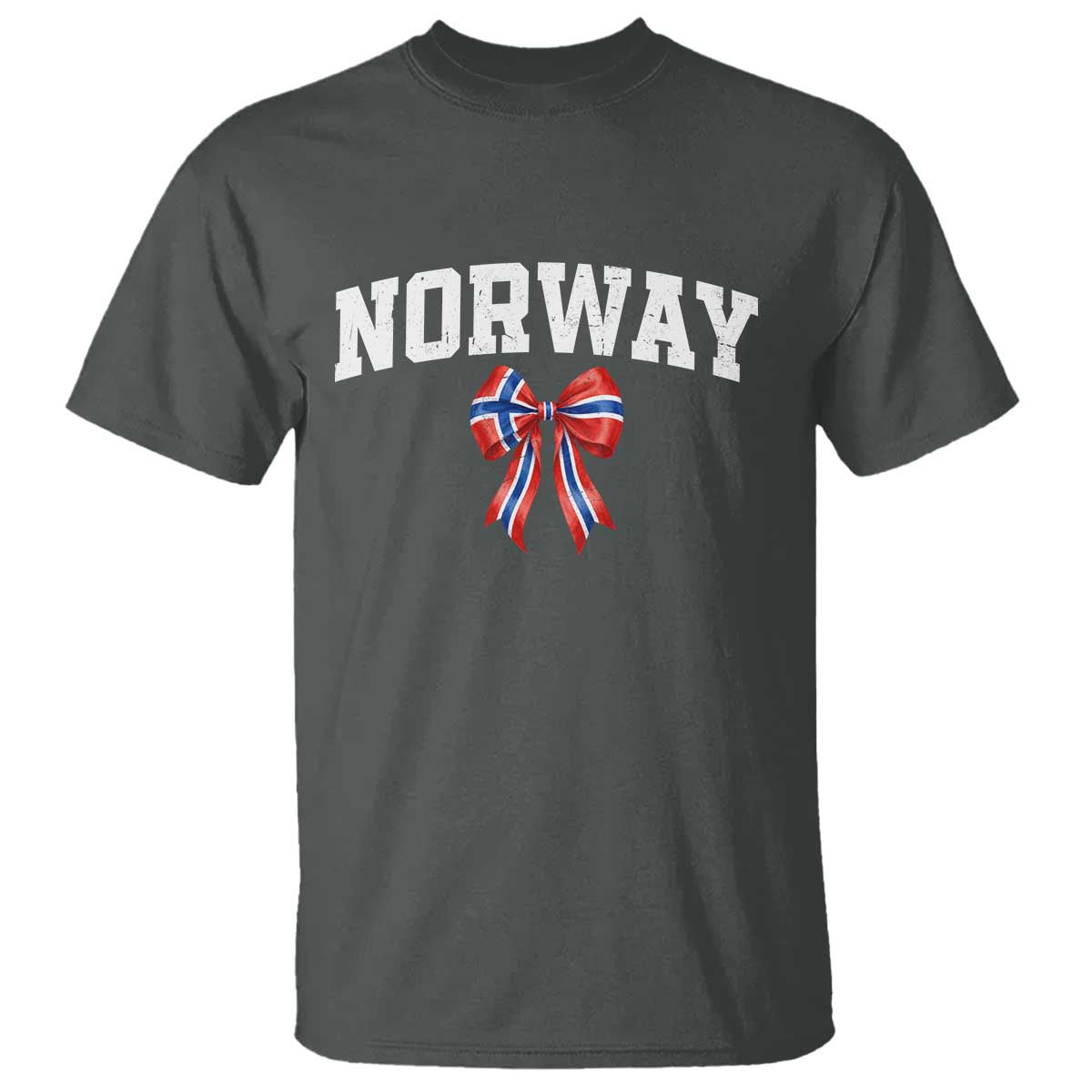 Norwegian Girl Coquette Bow T Shirt Norway Flag Pride Gift TS12 Dark Heather Print Your Wear