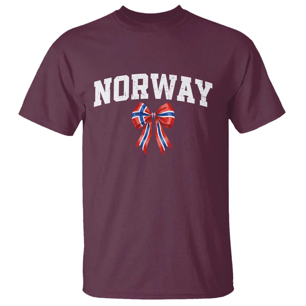 Norwegian Girl Coquette Bow T Shirt Norway Flag Pride Gift TS12 Maroon Print Your Wear