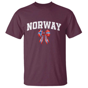 Norwegian Girl Coquette Bow T Shirt Norway Flag Pride Gift TS12 Maroon Print Your Wear