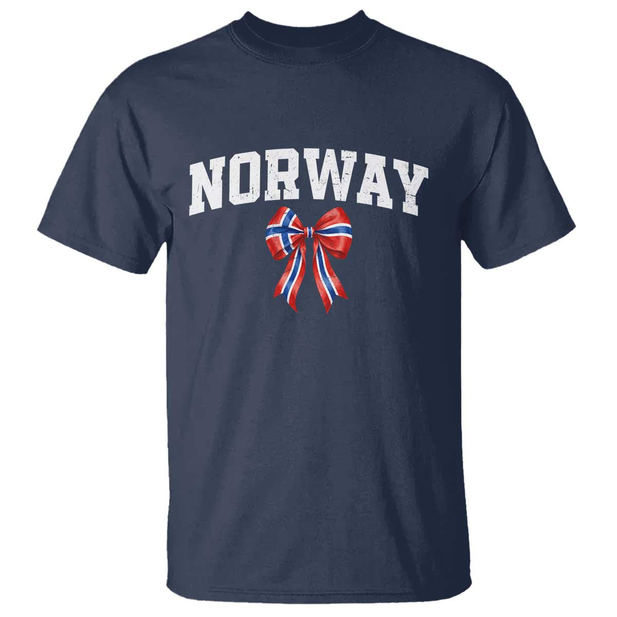 Norwegian Girl Coquette Bow T Shirt Norway Flag Pride Gift TS12 Navy Print Your Wear