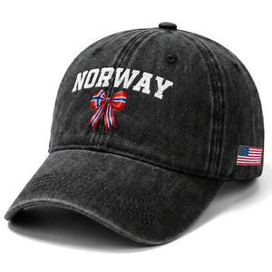 Norwegian Girl Coquette Bow Washed Cotton Baseball Cap Norway Flag Pride Gift TS12 Print Your Wear