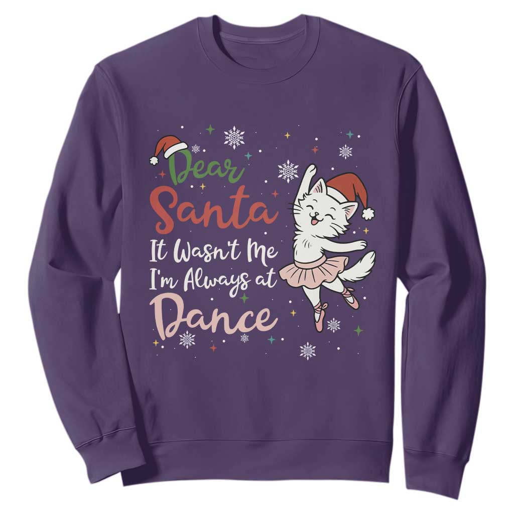 Funny Christmas Ballet Cat Lover Sweatshirt Dear Santa It Was Not Me TS12 Purple Print Your Wear