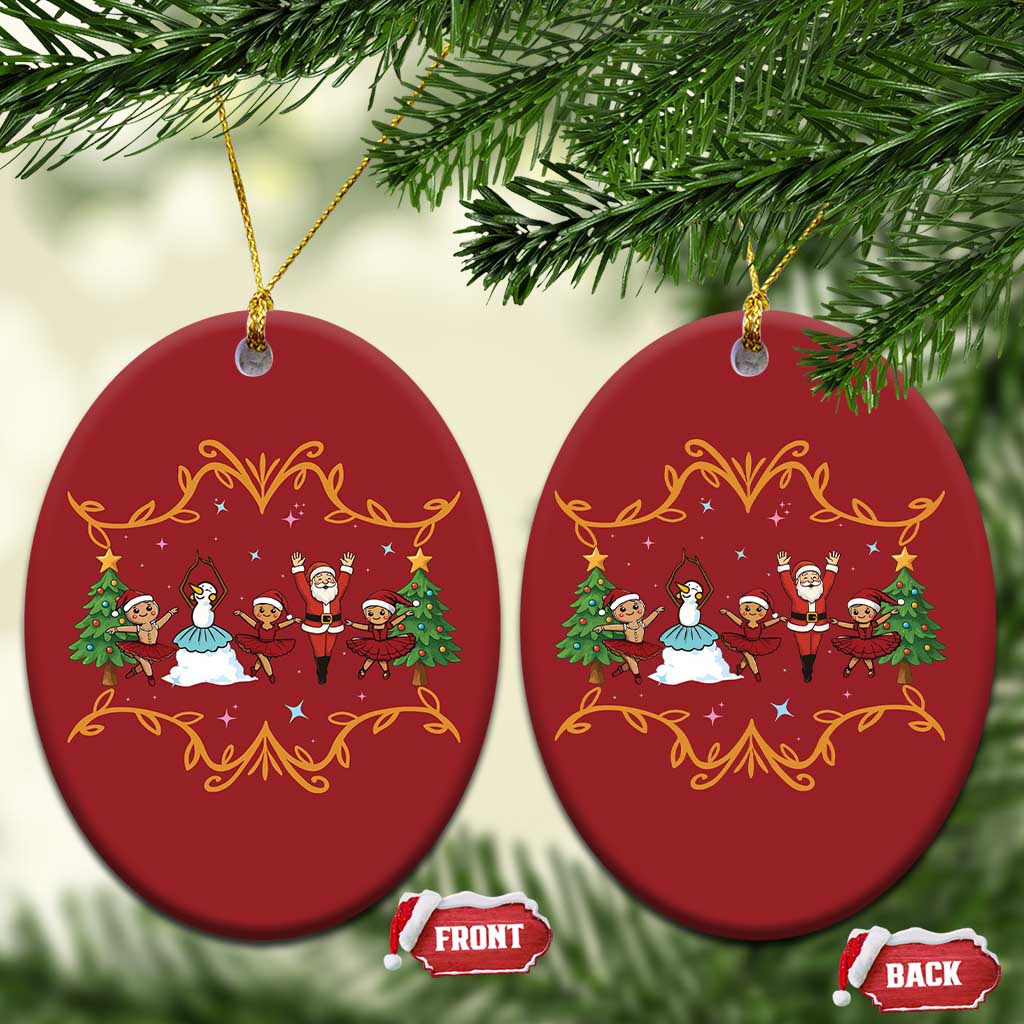 Ballet Lover Xmas Christmas Ornament Funny Gingerbread Santa Snowman Dance TS12 Oval Red Print Your Wear