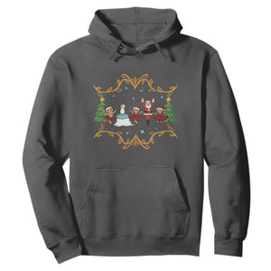 Ballet Lover Christmas Hoodie Funny Gingerbread Santa Snowman Dance TS12 Dark Heather Print Your Wear