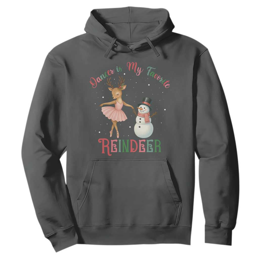Christmas Ballet Reindeer Hoodie Dancer Is My Favorite Reindeer Gift TS12 Dark Heather Print Your Wear
