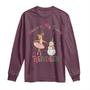 Christmas Ballet Reindeer Long Sleeve Shirt Dancer Is My Favorite Reindeer Gift TS12 Maroon Print Your Wear