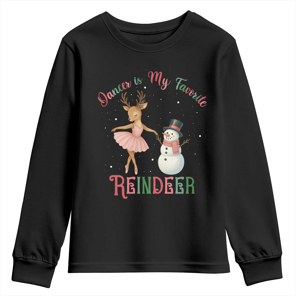 Christmas Ballet Reindeer Youth Sweatshirt Dancer Is My Favorite Reindeer Gift TS12 Black Print Your Wear