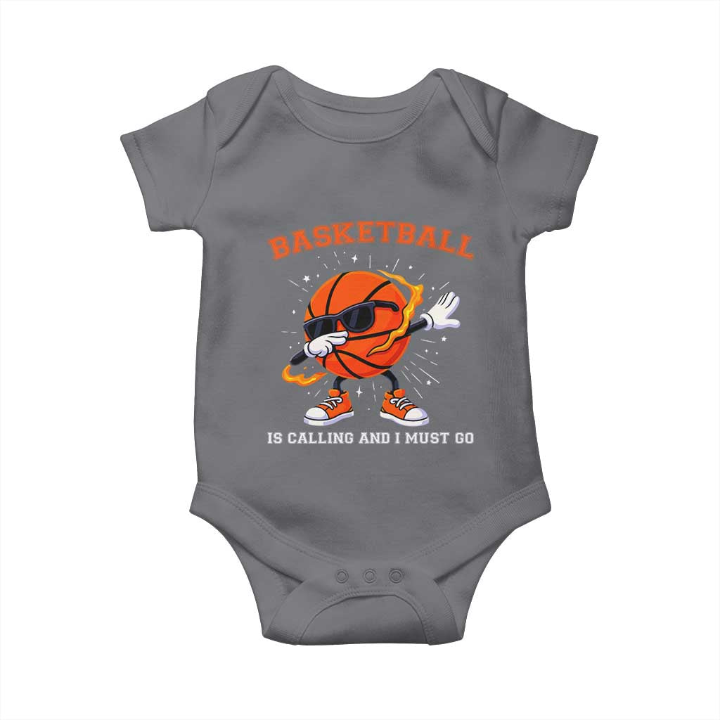 Funny Dabbing Basketball Is Calling And I Must Go Baby Onesie Gift For Player TS12 Charcoal Print Your Wear