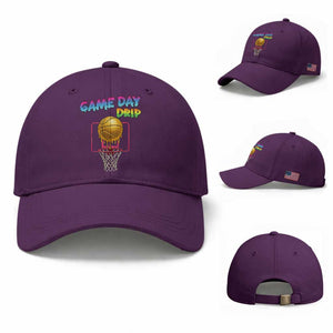 Game Day Drip Baseball Cap Funny Basketball Lover Street Style Design TS12 Baseball Cap Universal Fit Purple Print Your Wear