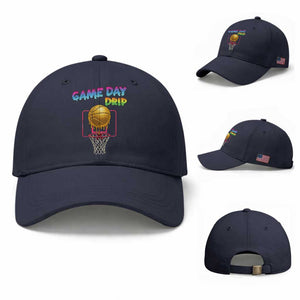 Game Day Drip Baseball Cap Funny Basketball Lover Street Style Design TS12 Baseball Cap Universal Fit Navy Print Your Wear