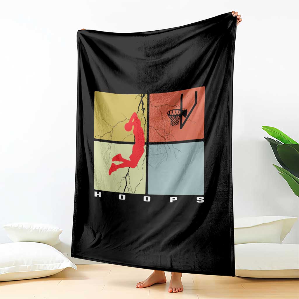 Hoops Life Throw Blanket Retro Basketball Dunk Silhouette TS12 Print Your Wear