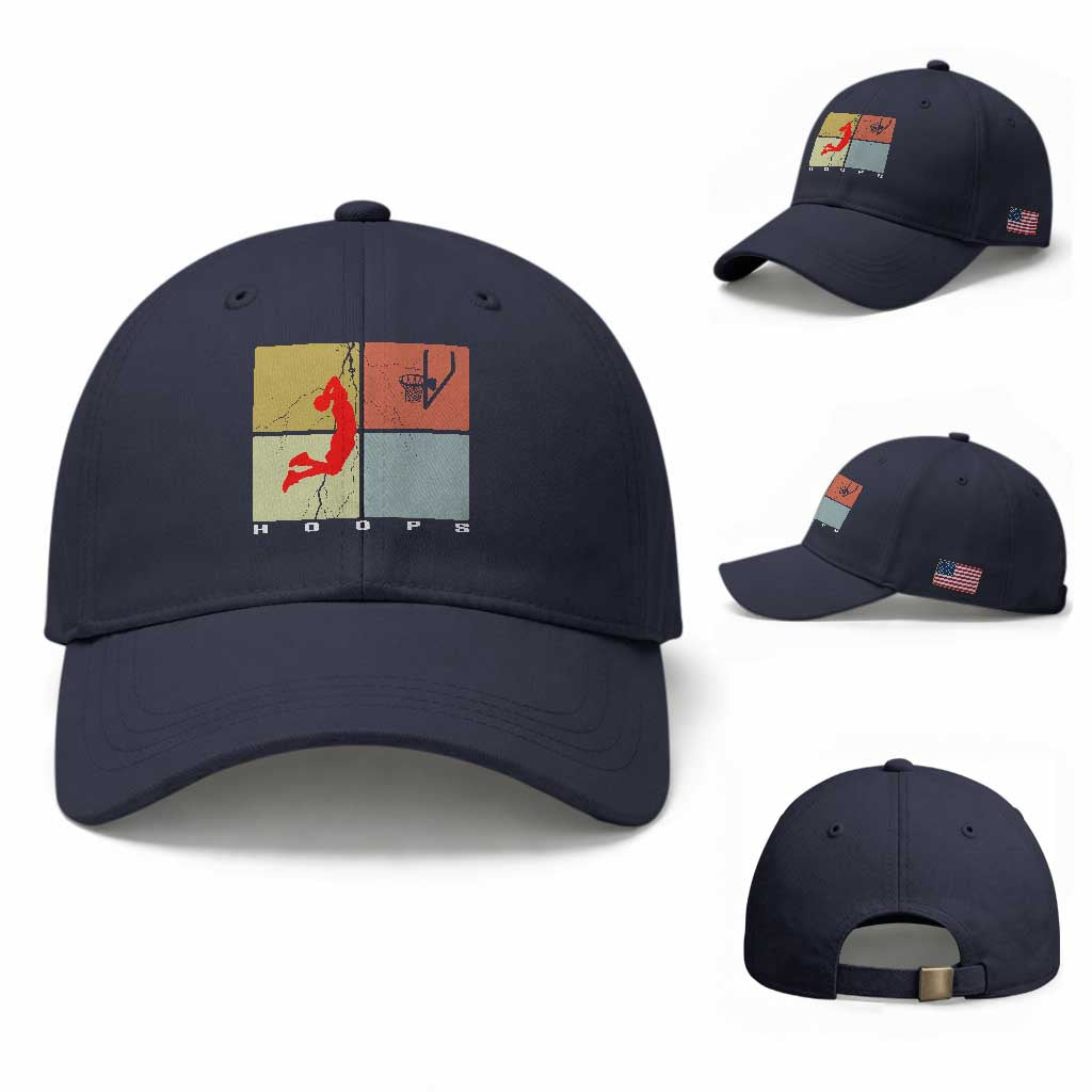 Hoops Life Baseball Cap Retro Basketball Dunk Silhouette TS12 Baseball Cap Universal Fit Navy Print Your Wear