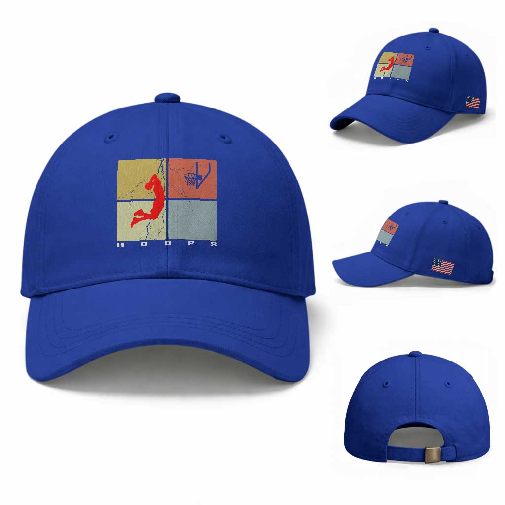 Hoops Life Baseball Cap Retro Basketball Dunk Silhouette TS12 Baseball Cap Universal Fit Royal Blue Print Your Wear