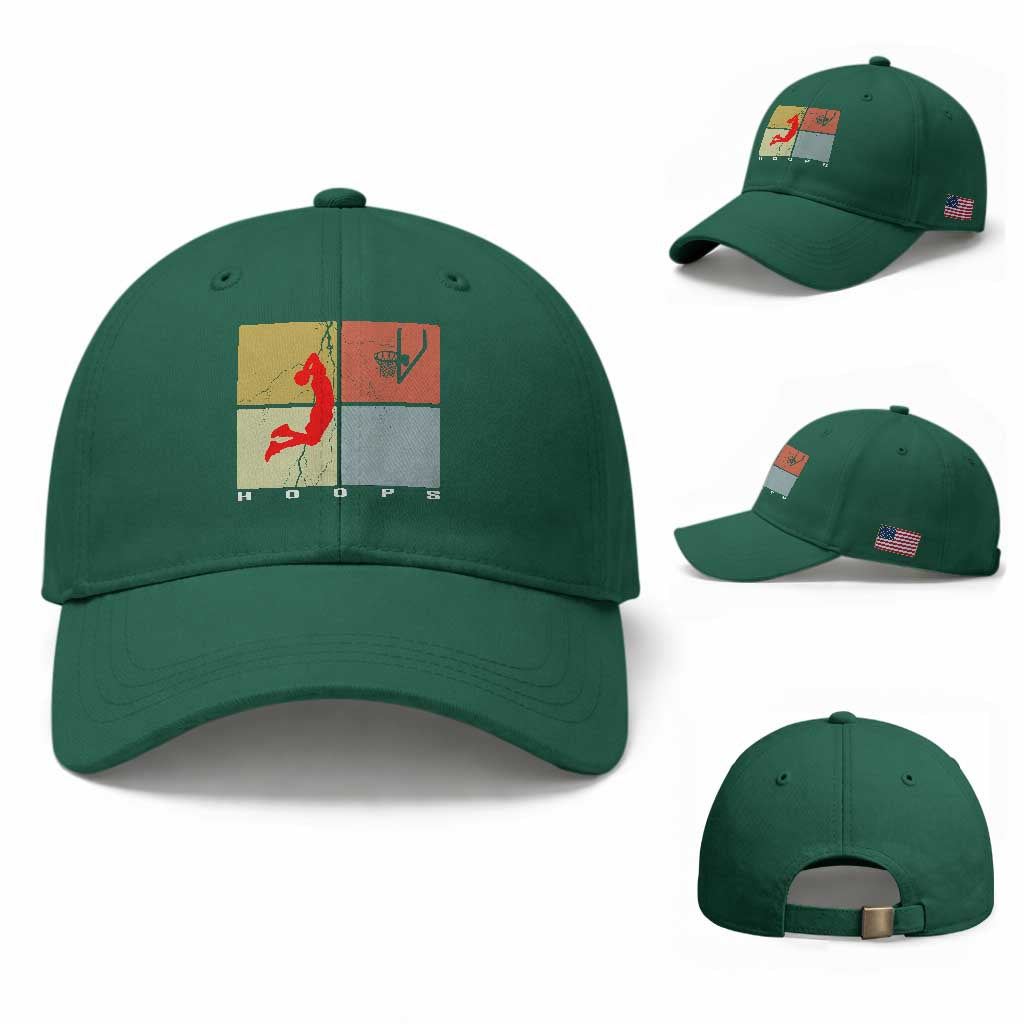 Hoops Life Baseball Cap Retro Basketball Dunk Silhouette TS12 Baseball Cap Universal Fit Irish Green Print Your Wear
