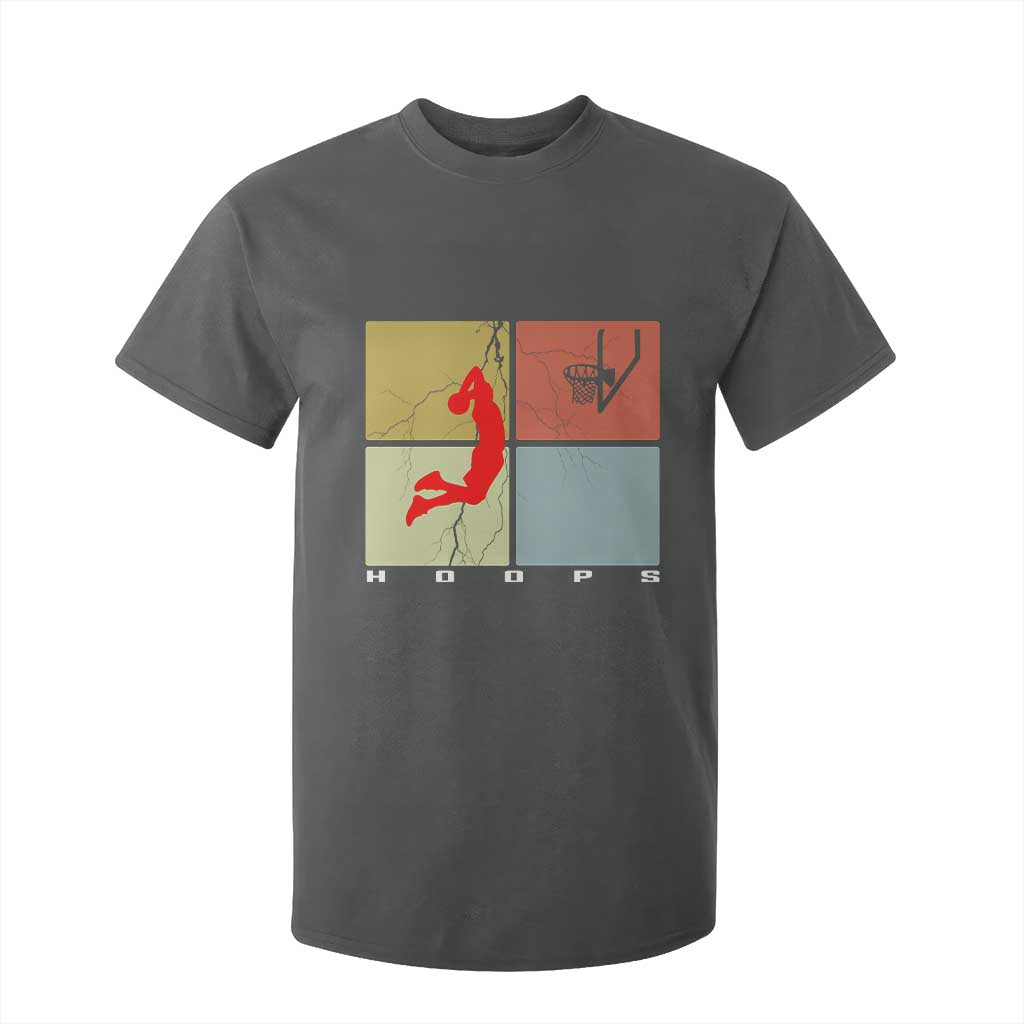 Hoops Life T Shirt For Kid Retro Basketball Dunk Silhouette TS12 Dark Heather Print Your Wear