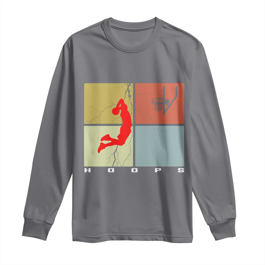 Hoops Life Long Sleeve Shirt Retro Basketball Dunk Silhouette TS12 Charcoal Print Your Wear