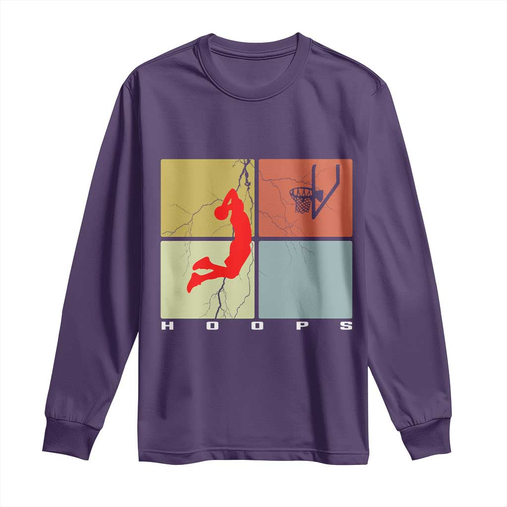 Hoops Life Long Sleeve Shirt Retro Basketball Dunk Silhouette TS12 Purple Print Your Wear