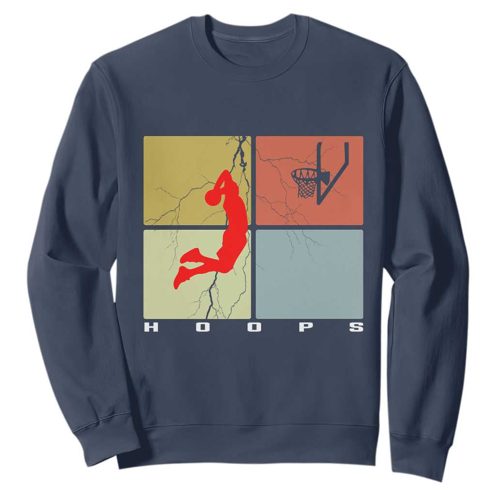 Hoops Life Sweatshirt Retro Basketball Dunk Silhouette TS12 Navy Print Your Wear