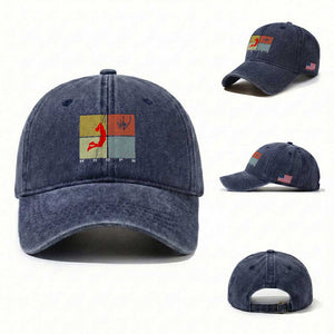 Hoops Life Washed Cotton Baseball Cap Retro Basketball Dunk Silhouette TS12 Washed Cap Universal Fit Navy Print Your Wear
