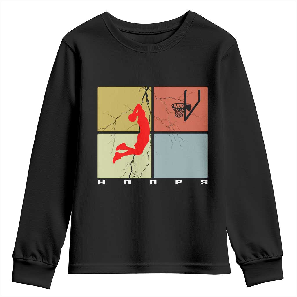 Hoops Life Youth Sweatshirt Retro Basketball Dunk Silhouette TS12 Black Print Your Wear