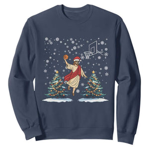 He Is Rizzin Sweatshirt Funny Christmas Slam Dunk Basketball Gift TS12 Navy Print Your Wear