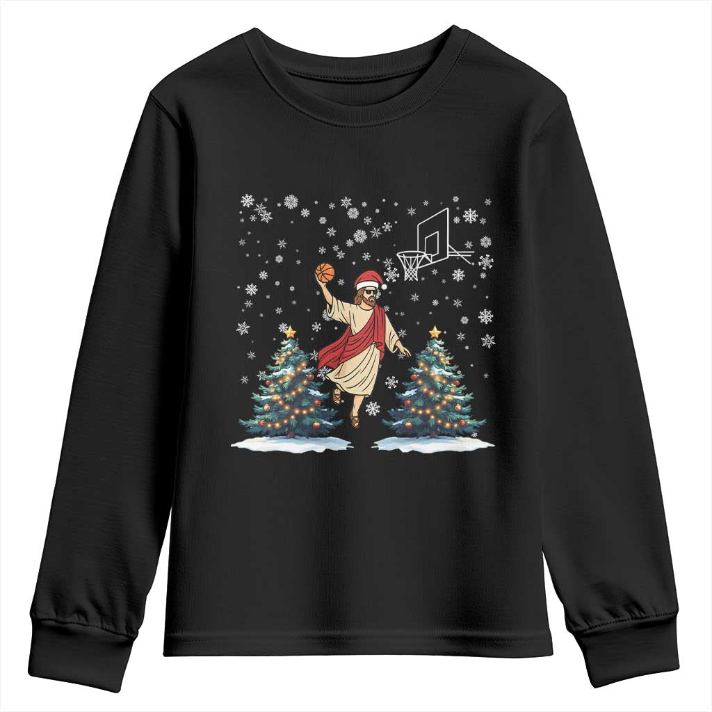 He Is Rizzin Youth Sweatshirt Funny Christmas Slam Dunk Basketball Gift TS12 Black Print Your Wear