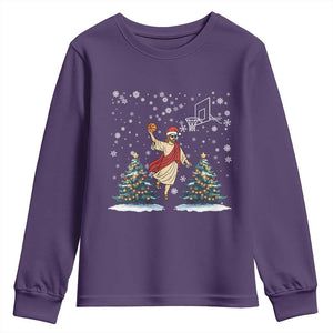 He Is Rizzin Youth Sweatshirt Funny Christmas Slam Dunk Basketball Gift TS12 Purple Print Your Wear