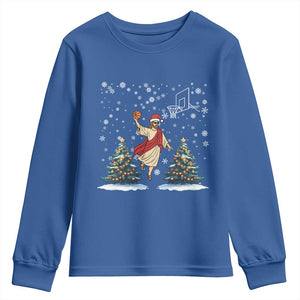 He Is Rizzin Youth Sweatshirt Funny Christmas Slam Dunk Basketball Gift TS12 Royal Blue Print Your Wear