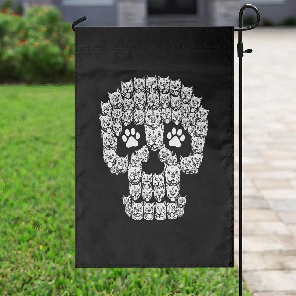 Funny Pitbull Skull Halloween Garden Flag Bully Dog Lover Spooky Gift