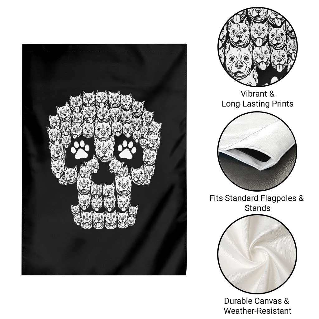 Funny Pitbull Skull Halloween Garden Flag Bully Dog Lover Spooky Gift