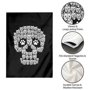 Funny Pitbull Skull Halloween Garden Flag Bully Dog Lover Spooky Gift