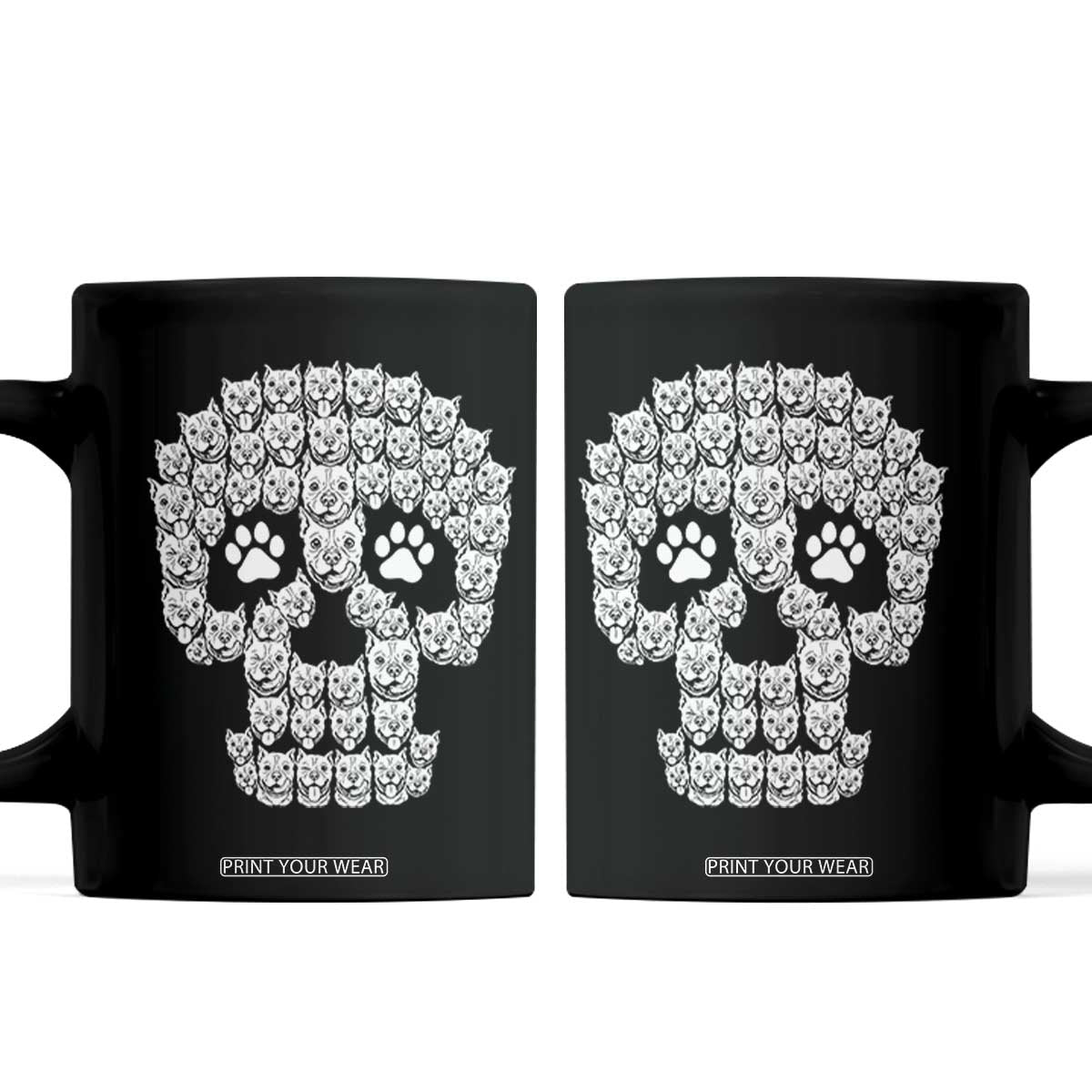 Funny Pitbull Skull Halloween Coffee Mug Bully Dog Lover Spooky Gift