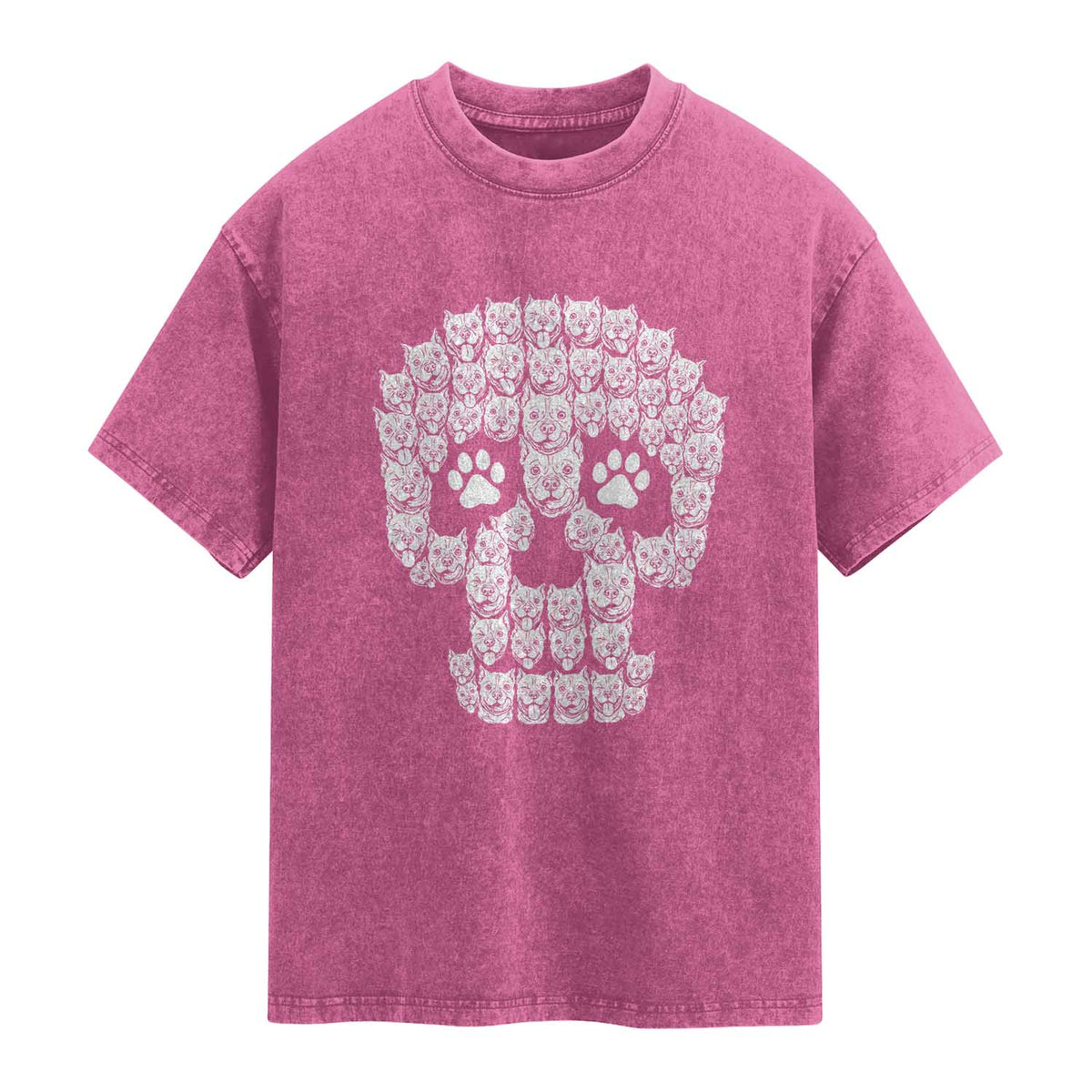 Funny Pitbull Skull Halloween Washed Cotton T-Shirt Bully Dog Lover Spooky Gift