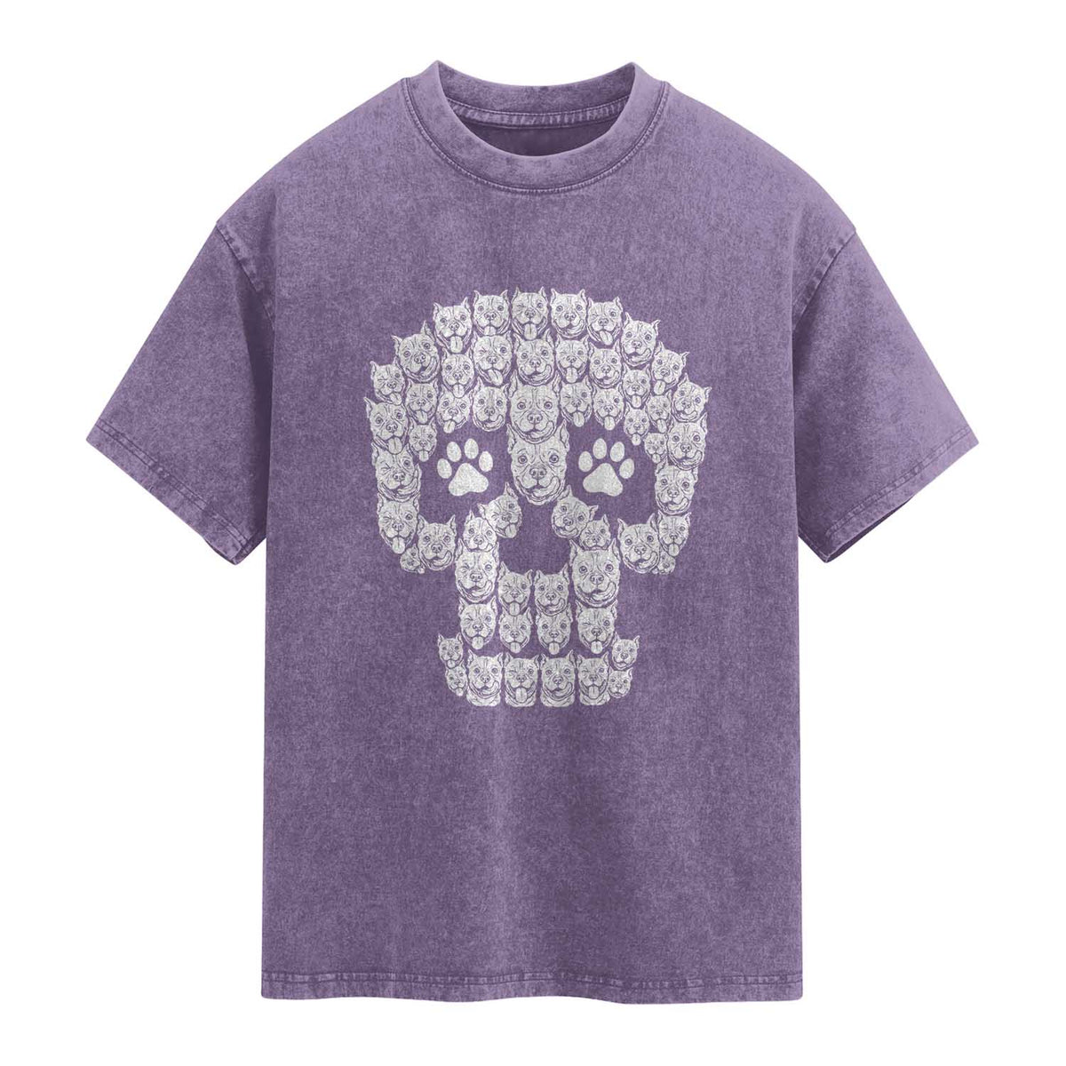 Funny Pitbull Skull Halloween Washed Cotton T-Shirt Bully Dog Lover Spooky Gift