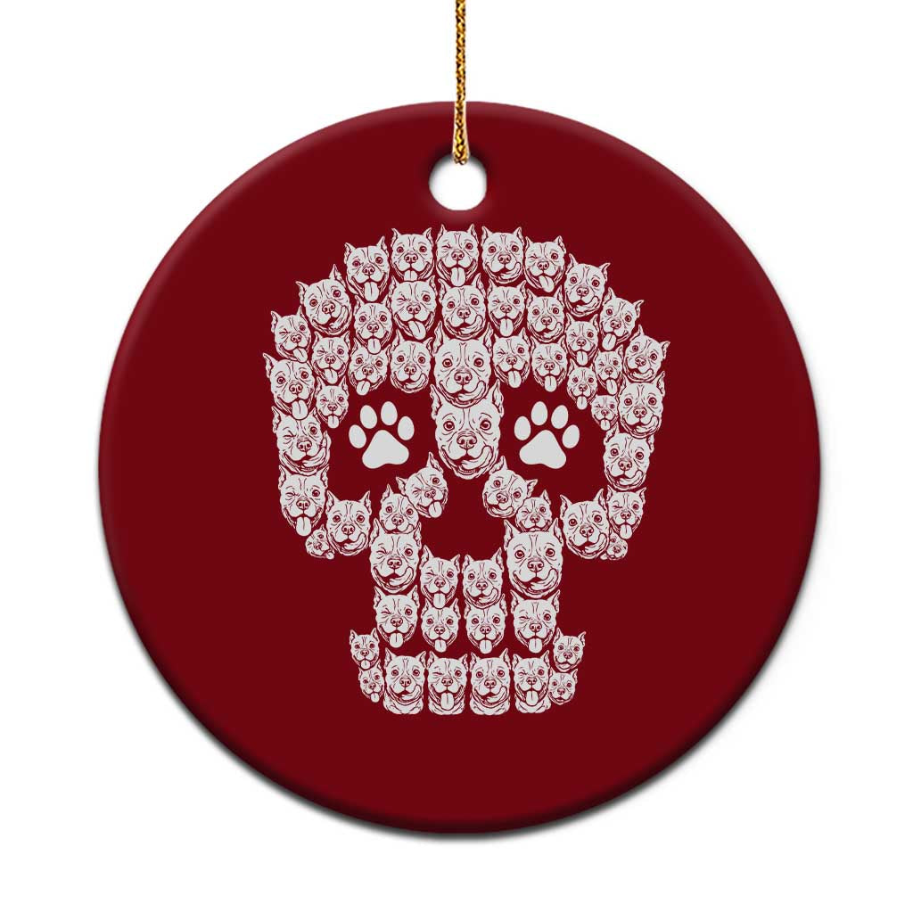 Funny Pitbull Skull Halloween Ceramic Ornament Bully Dog Lover Spooky Gift