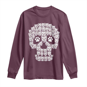 Funny Pitbull Skull Halloween Long Sleeve Shirt Bully Dog Lover Spooky Gift
