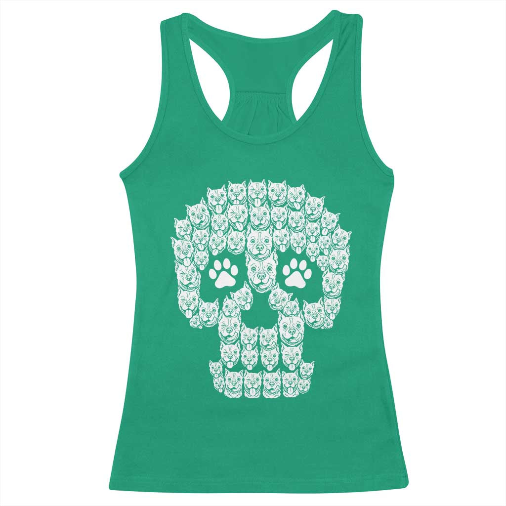 Funny Pitbull Skull Halloween Racerback Tank Top Bully Dog Lover Spooky Gift