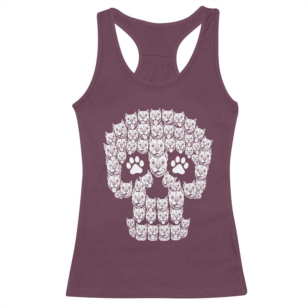 Funny Pitbull Skull Halloween Racerback Tank Top Bully Dog Lover Spooky Gift