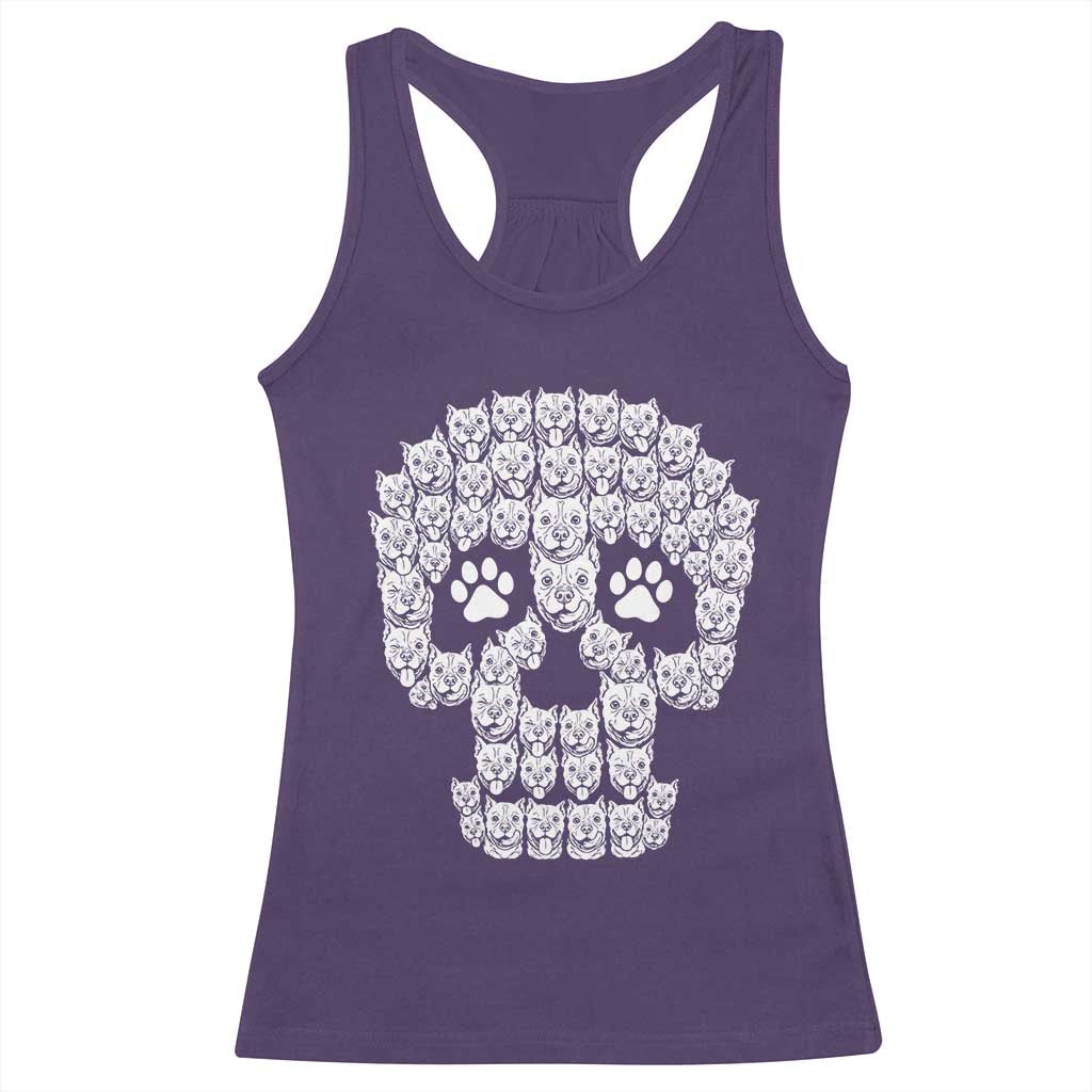 Funny Pitbull Skull Halloween Racerback Tank Top Bully Dog Lover Spooky Gift