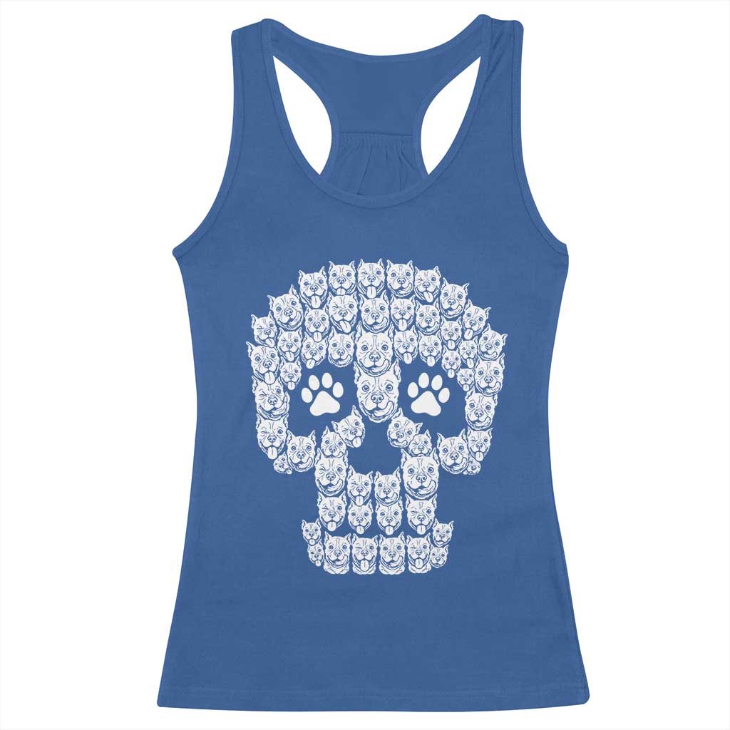 Funny Pitbull Skull Halloween Racerback Tank Top Bully Dog Lover Spooky Gift