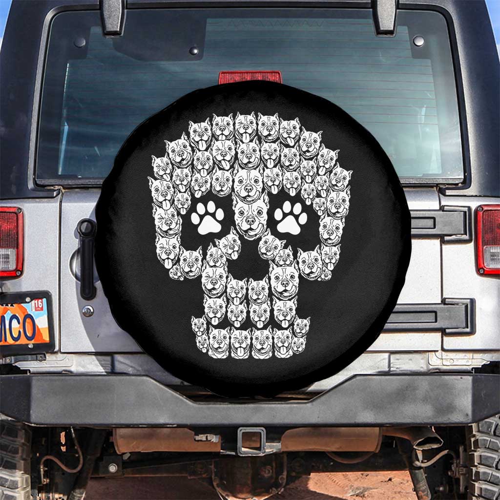 Funny Pitbull Skull Halloween Spare Tire Cover Bully Dog Lover Spooky Gift