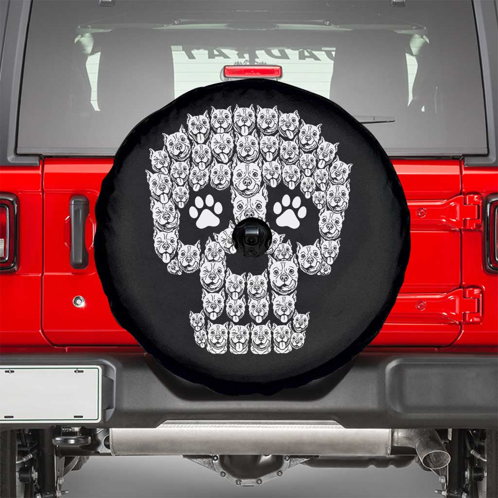 Funny Pitbull Skull Halloween Spare Tire Cover Bully Dog Lover Spooky Gift