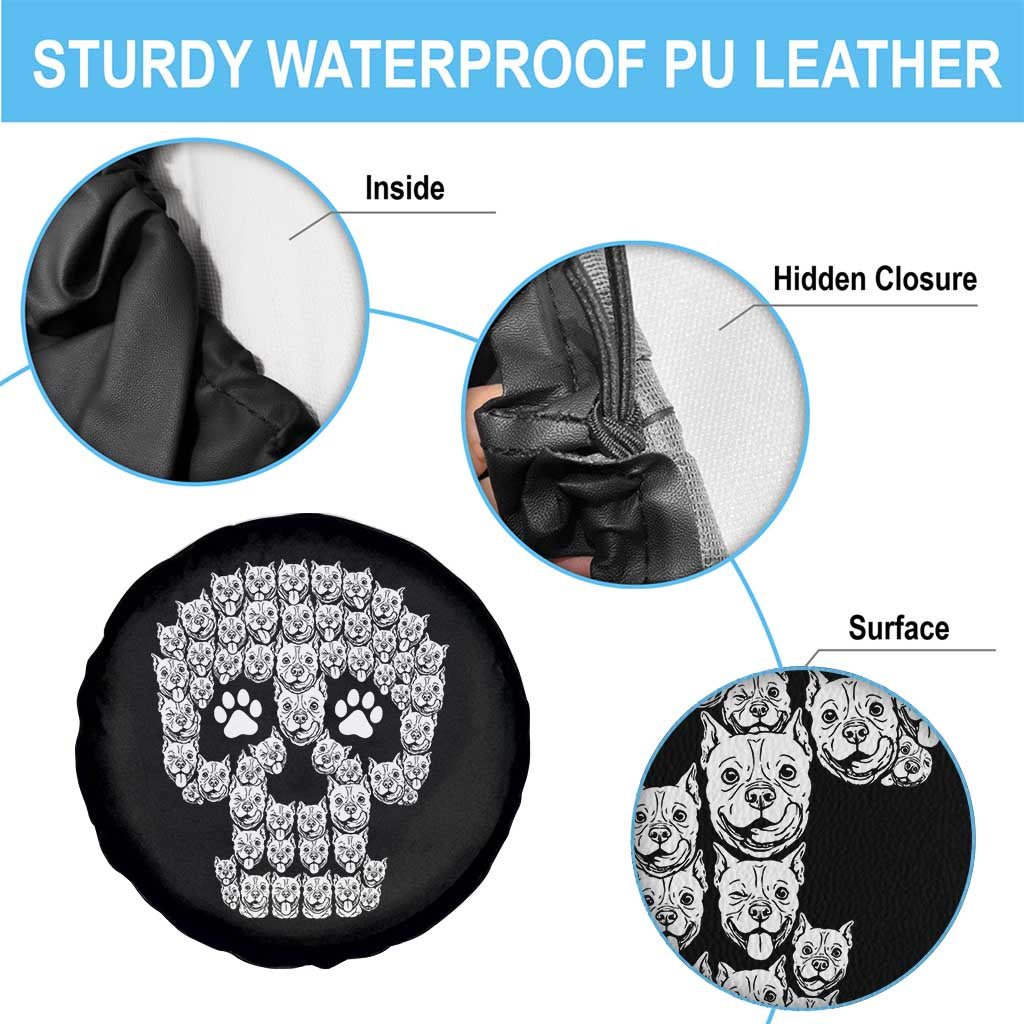Funny Pitbull Skull Halloween Spare Tire Cover Bully Dog Lover Spooky Gift