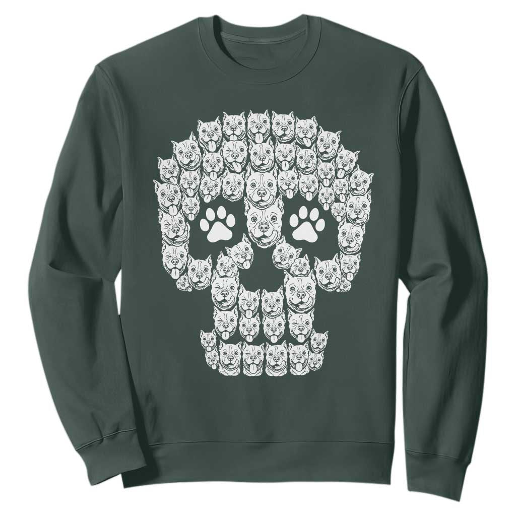 Funny Pitbull Skull Halloween Sweatshirt Bully Dog Lover Spooky Gift