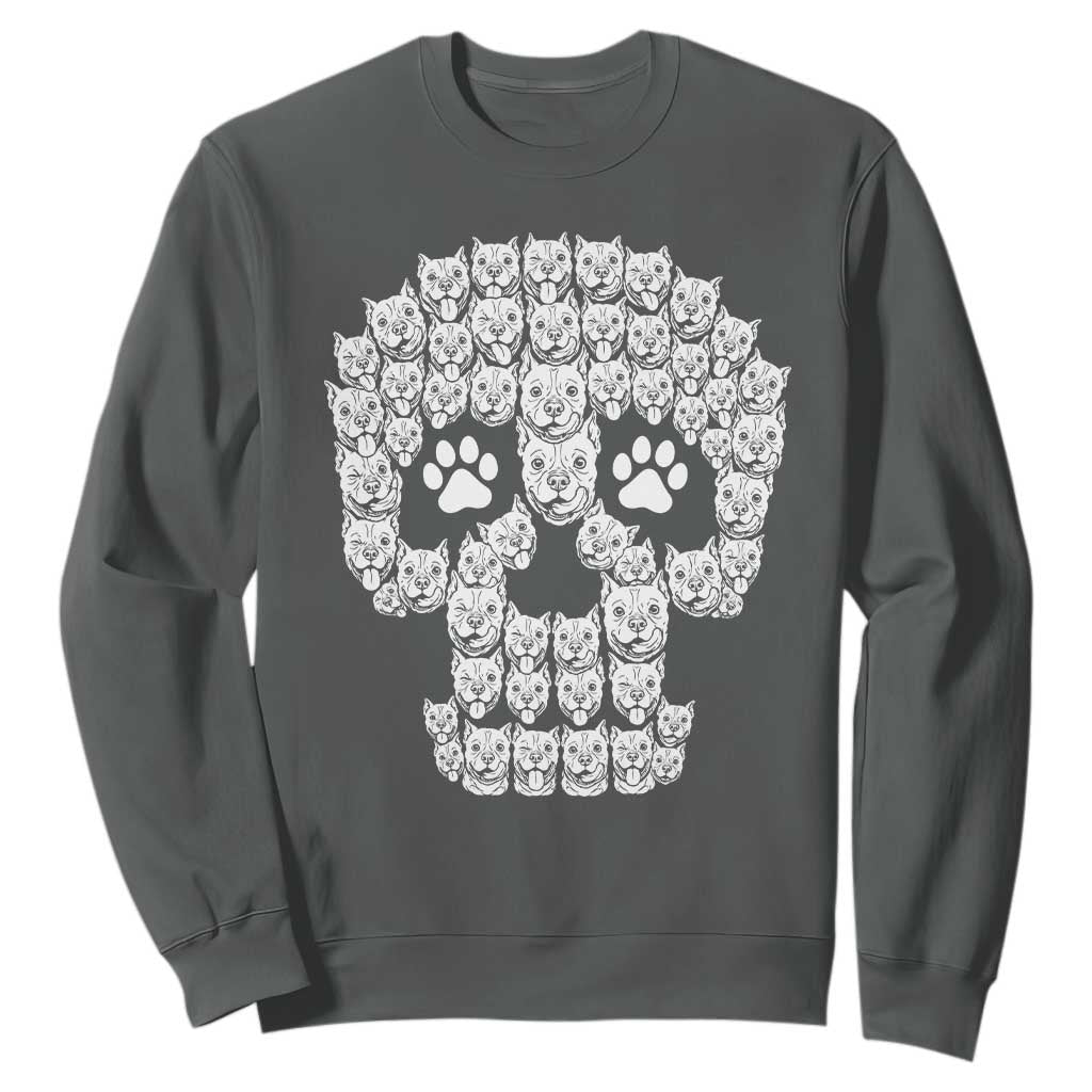 Funny Pitbull Skull Halloween Sweatshirt Bully Dog Lover Spooky Gift