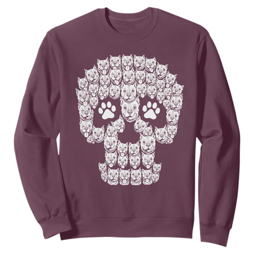 Funny Pitbull Skull Halloween Sweatshirt Bully Dog Lover Spooky Gift